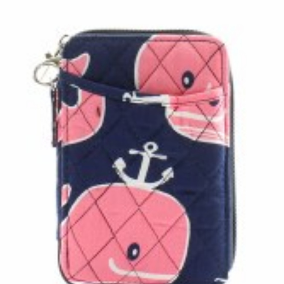 New Preppy Whale Whimsy Quilted Wristlet Wallet - Picture 4 of 4